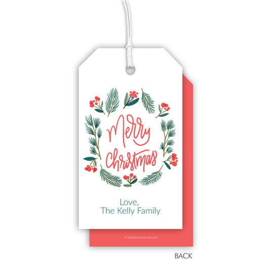 Holiday Wreath Vertical Hanging Gift Tags